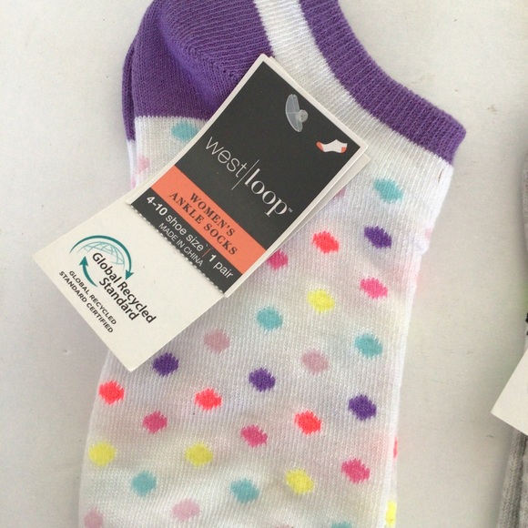 WEST LOOP KIWI AND POLKA DOT ANKLE SOCKS. NWT SET OF TWO PAIRS - Picture 4 of 5